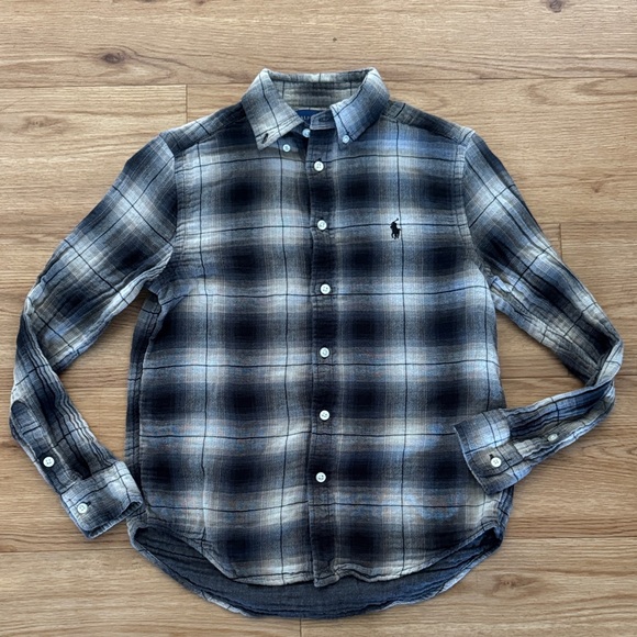 Ralph Lauren Other - Ralph Lauren Boys Plaid Flannel Long Sleeve Button Down Shirt 10/12 Black Gray